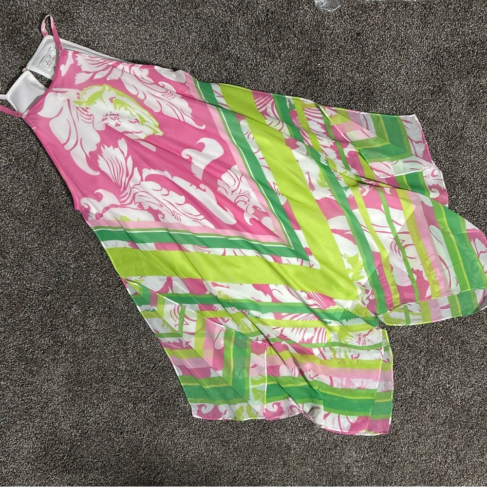 Ivy Lane women’s 10 pink green flowy dress floral boho beach summer